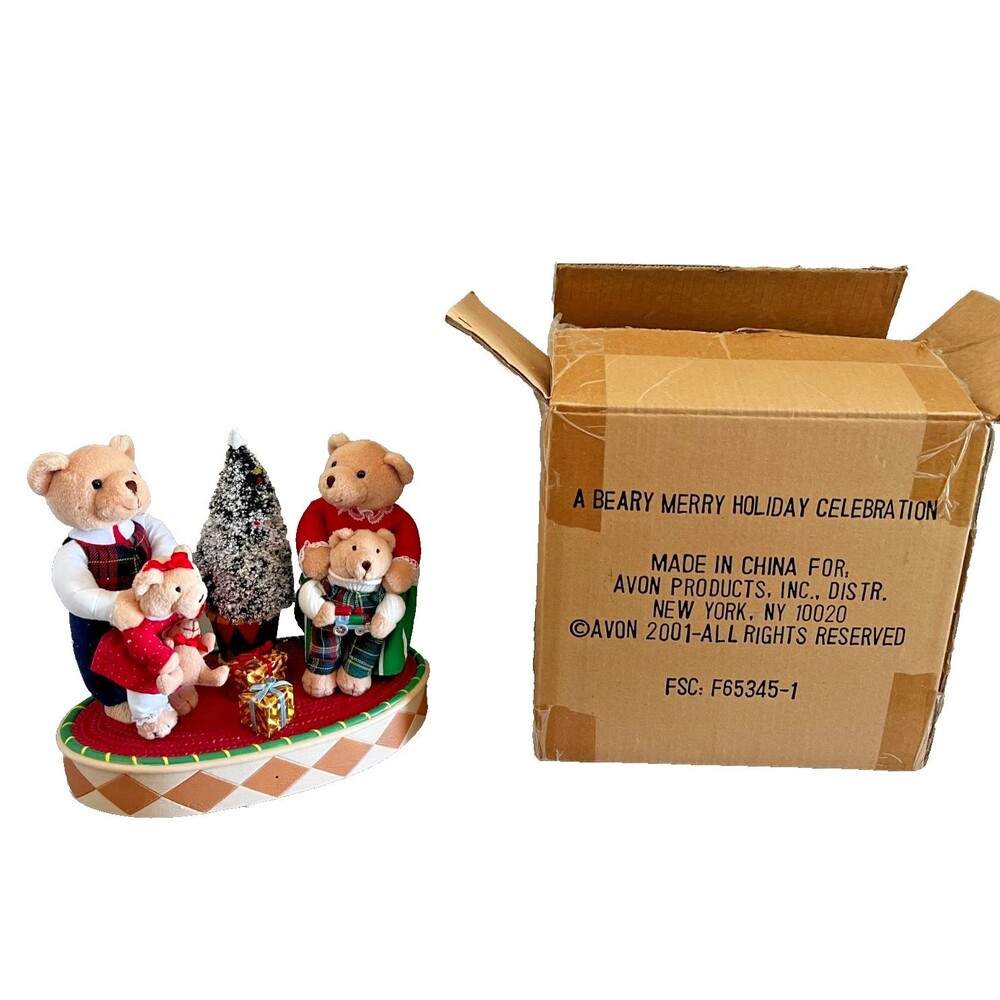 NEW Avon A Beary Merry Holiday Celebration Singing Plush Bears Christmas Decor
